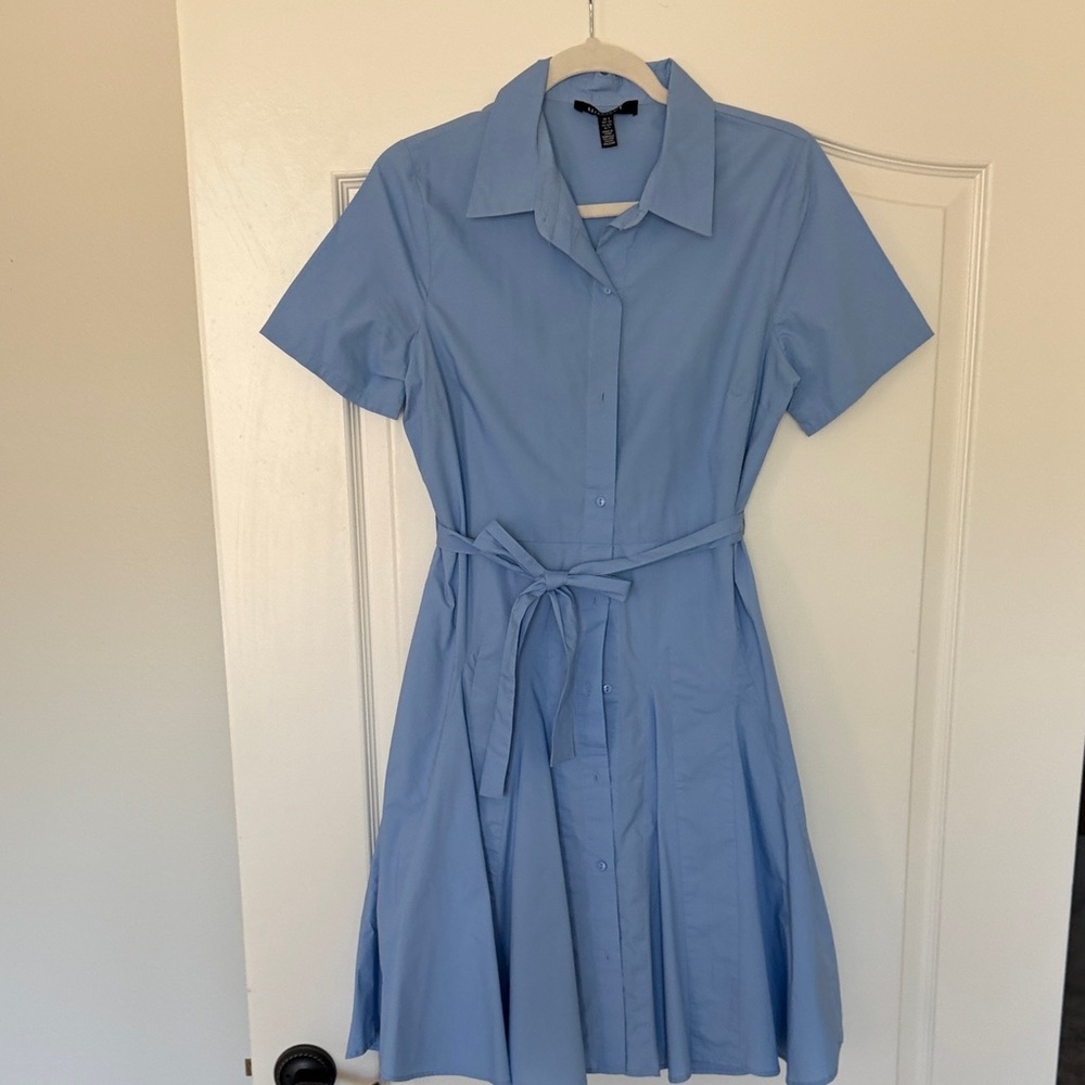 Ellen Tracy Light Blue Belted Dress